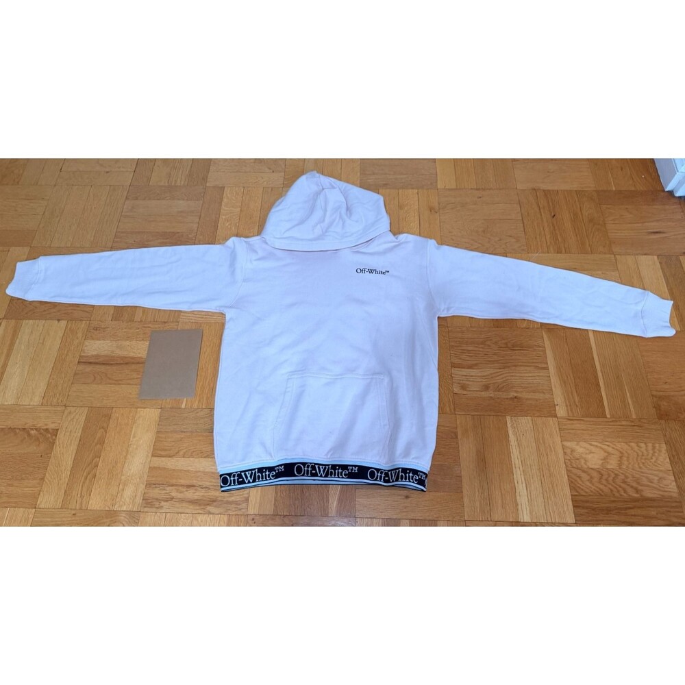 NWT Off-White Kids Size 16 Light Pink Pullover Hoodie Logo Waistband Cotton